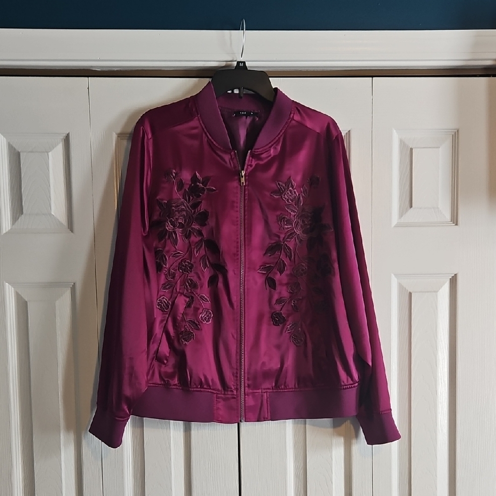 Torrid Purple Floral Bomber Jacket